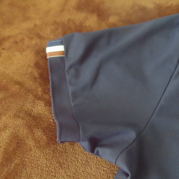 Aquascutum Polo Shirt Mens Black Brown White Trim sz 110 - Picture 3 of 9